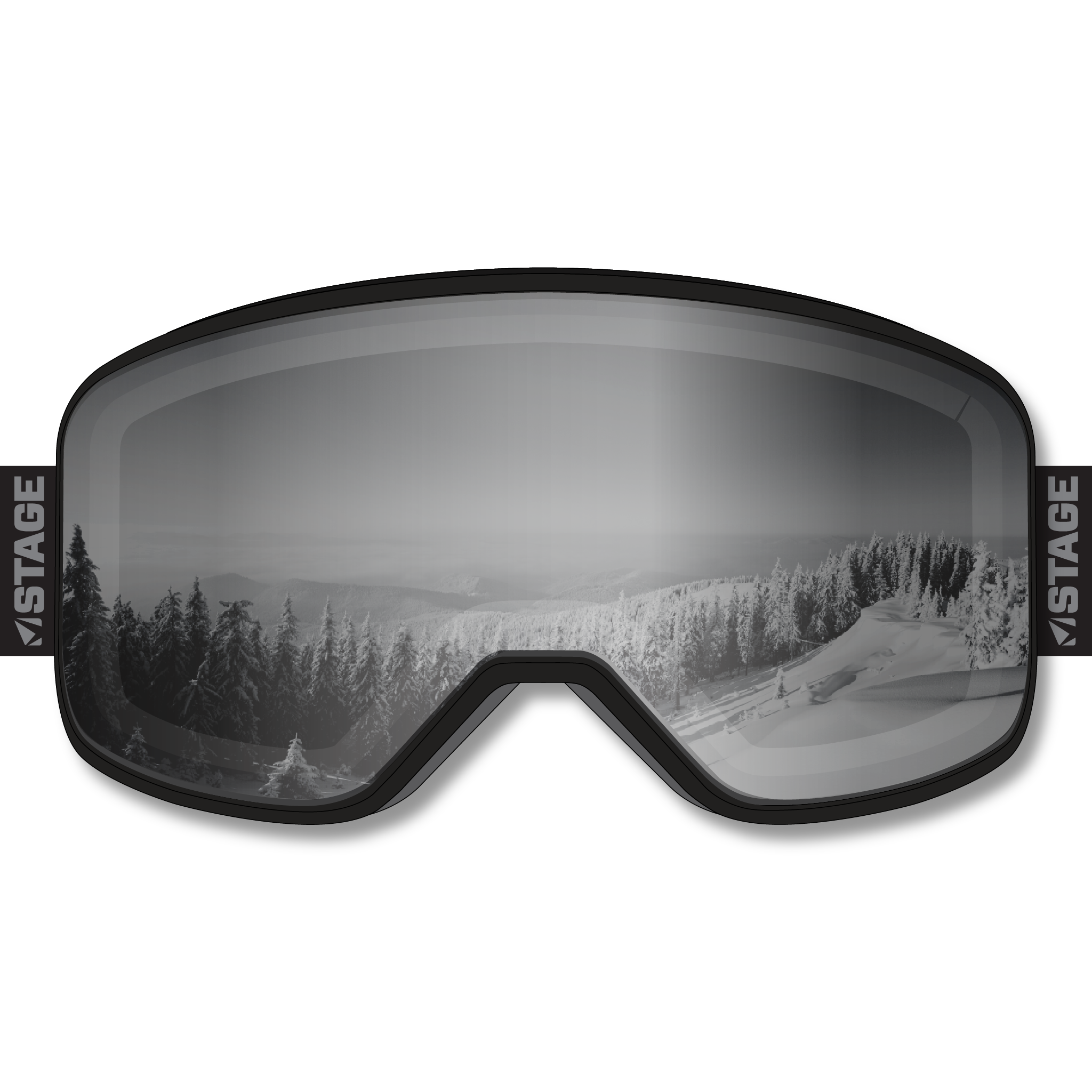 STRIDE Prop Ski Goggle - Black Frame w/ Mirror Chrome Lens - Adult Universal