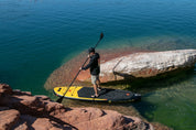 The STAGE 2SIDE Double-Sided Paddle Board Paddle with the STAGE S10 Expedition 10'6" Inflatable Stand-Up Paddleboard being used in Sand Hollow Reservoir in Utah